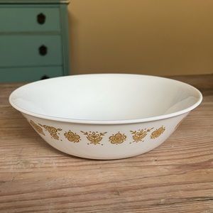 Vintage 70s Corelle gold butterfly serving bowl